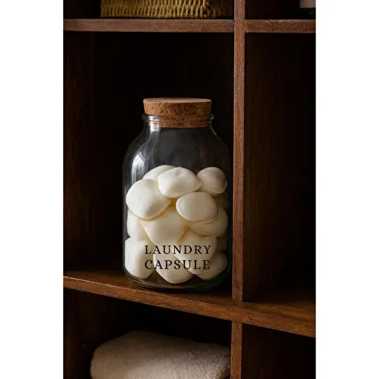 Beige & Stone Cam Kapsül Deterjan Kavanozu