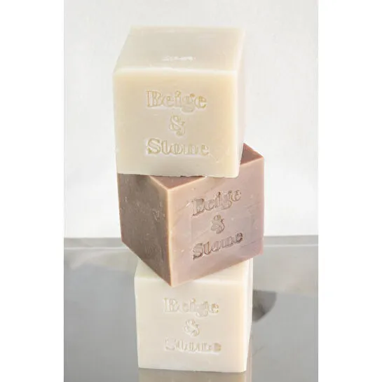 Beige & Stone Doğal Mutfak Seti | 11,5 Cm Çelik Sabunluk & Zeytinyağlı Katı Bulaşık Sabunu 200 Gr