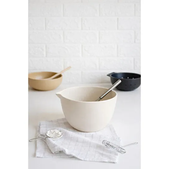 Beige & Stone Seramik Büyük Karıştırma Kasesi – Krem