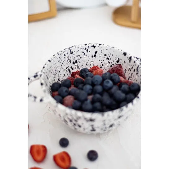 Beige & Stone Seramik Benekli Süzgeç