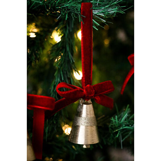 Beige & Stone Yılbaşı Ağacı Süsü Kurdeleli Orta Boy Çan