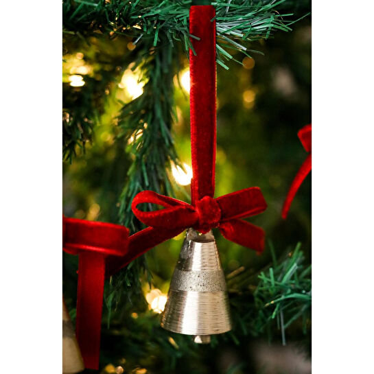 Beige & Stone Yılbaşı Ağacı Süsü Kurdeleli Orta Boy Çan