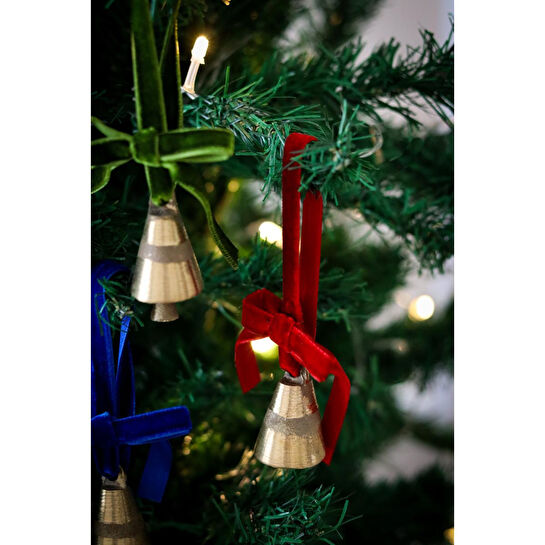 Beige & Stone Yılbaşı Ağacı Süsü Kurdeleli Orta Boy Çan