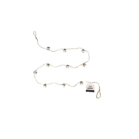 Beige & Stone Yılbaşı Jüt İp Gümüş Zilli Zincir Noel Çam Ağaç Süsü