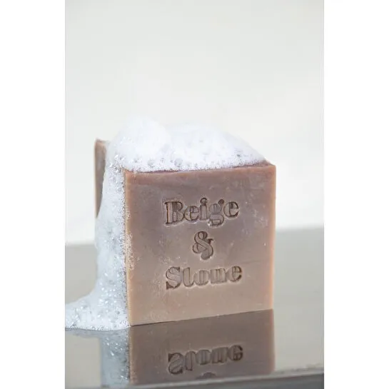 Beige & Stone Doğal Mutfak Seti | 11,5 Cm Çelik Sabunluk & Sandal Ağacı Yağlı Katı Bulaşık Sabunu 200 Gr