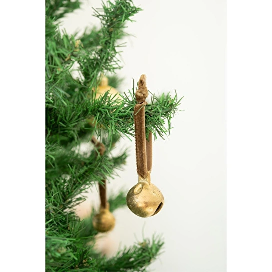 Beige & Stone X Den.interiors Yılbaşı Ağaç Süsü Boz Yeşil Büyük Gold Top Çan