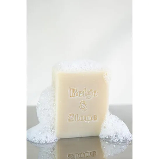 Beige & Stone Doğal Mutfak Seti | 11,5 Cm Çelik Sabunluk & Zeytinyağlı Katı Bulaşık Sabunu 100 Gr