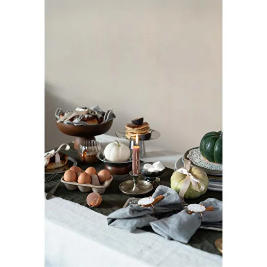 Beige & Stone Metal Kısa Ayaklı 8,5 Cm Kahvaltılık Tatlı Çerez Dekoratif Sunum Kase