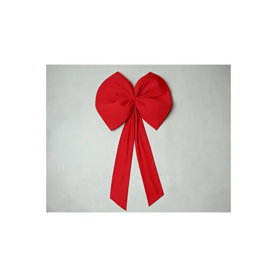 Beige & Stone Kurdele Yıllbaşı Ağaç Süs Noel Kırmızı Fiyonk 55x50 Cm Büyük