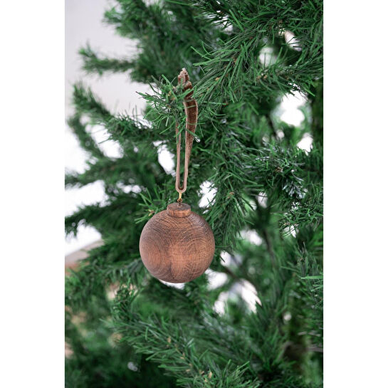 Beige & Stone X Den.ınteriors Yılbaşı Yuvarlak Ahşap Top Noel Ağaç Süsü