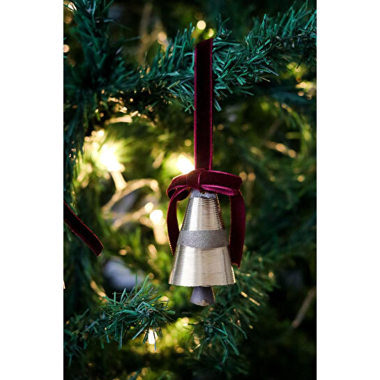 Beige & Stone Yılbaşı Ağacı Süsü Kurdeleli Büyük Çan