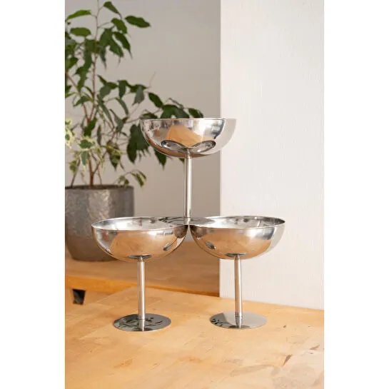 Beige & Stone Metal Yüksek Ayaklı 13 Cm Çerez Sunum Kadehi