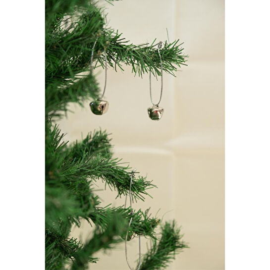 Beige & Stone Yılbaşı Ağaç Süsü Gümüş Zil 5'li