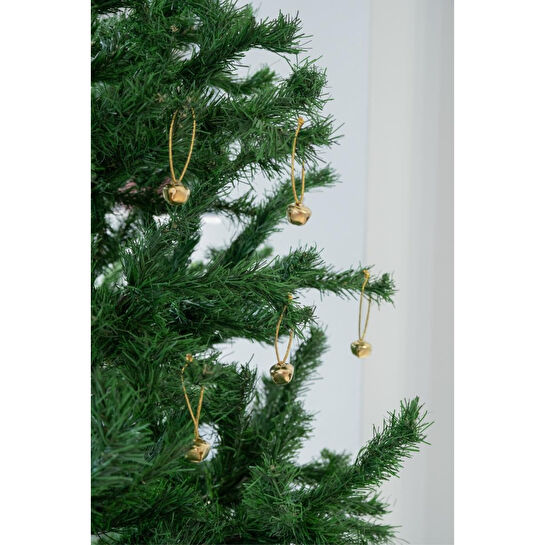 Beige & Stone Yılbaşı Ağaç Süsü Gold Zil 5'li