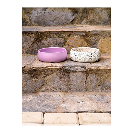 Beige & Stone Beige And Stone Seramik El Yapımı Mama / Su Kabı (l) Benekli