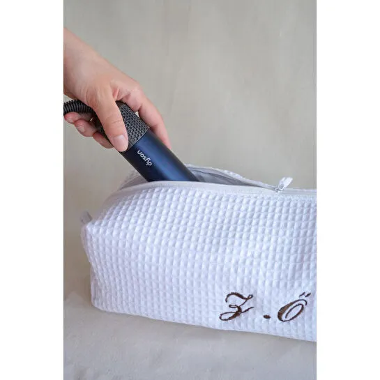 Beige & Stone Pamuklu Waffle Kişiye Özel Tüm Saç Şekillendiriciler Seyahat Çantası