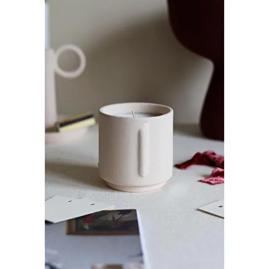 Beige & Stone Dekoratif Amber Kokulu Mum