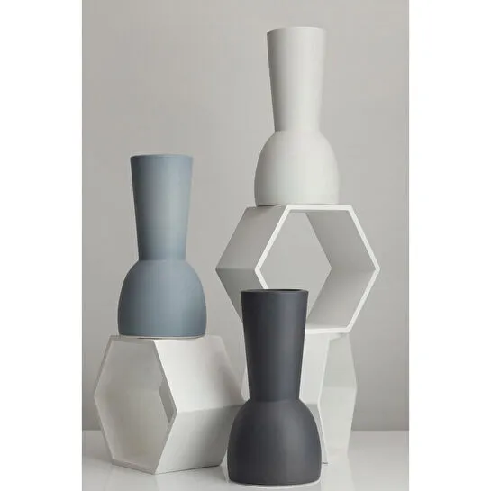 Beige & Stone Venessa Grey Vazo Dekoratif Obje