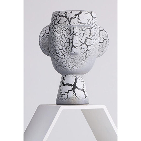 Beige & Stone Mr. Nordic Face Vazo Dekoratif Obje