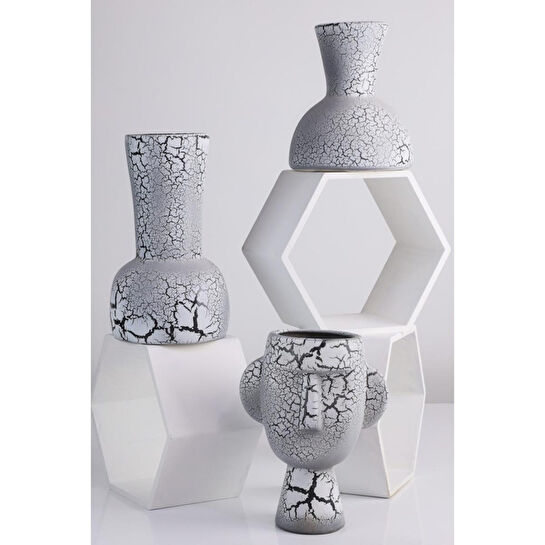 Beige & Stone Mr. Nordic Face Vazo Dekoratif Obje