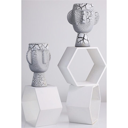 Beige & Stone Mr. Nordic Face Vazo Dekoratif Obje