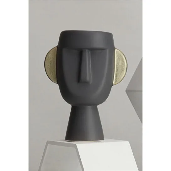 Beige & Stone Mr. Nordic Face Vazo Dekoratif Obje