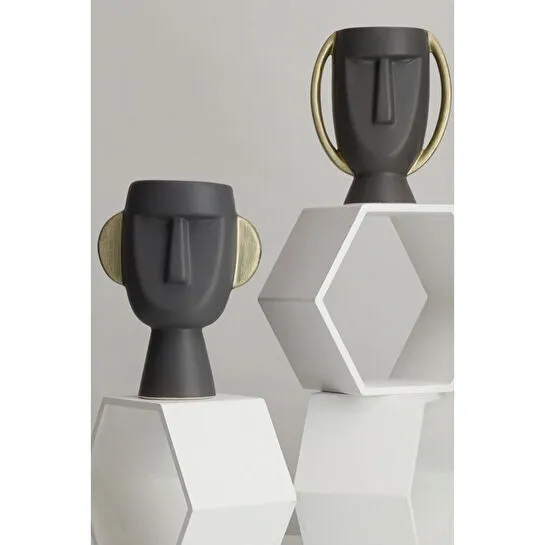 Beige & Stone Mr. Nordic Face Vazo Dekoratif Obje