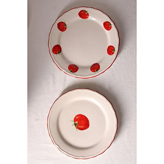 Rakle Pomodoro Stoneware 4'lü Pasta Tabağı Seti 21 Cm