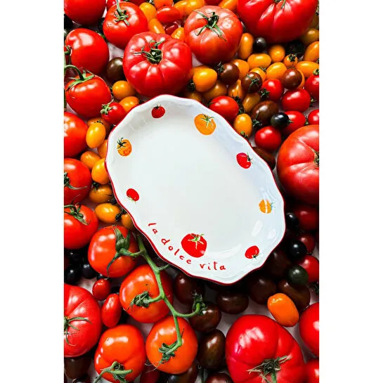 Rakle Pomodoro Stoneware 2'li Kayık Sunum Tabağı Seti 25 Cm
