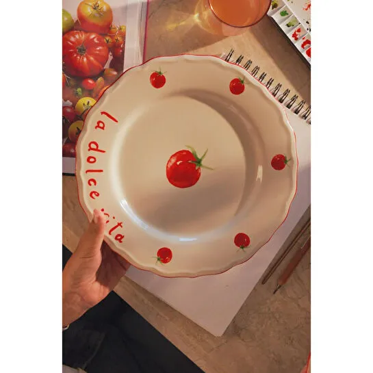 Rakle Pomodoro Stoneware 4'lü Servis Tabağı Seti 28 Cm