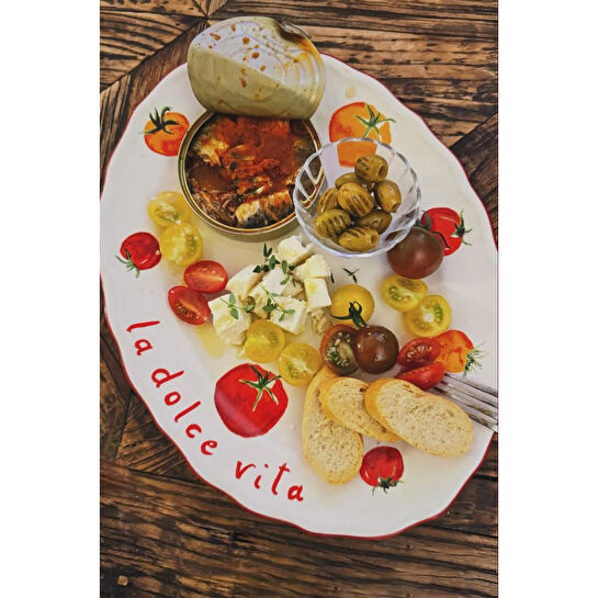 Rakle Pomodoro Stoneware Kayık Sunum Tabağı 34 Cm