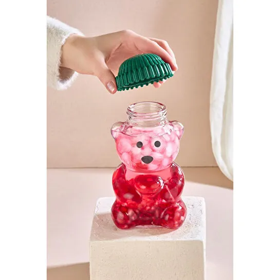 Lora Bianca Fenomen Bear – Yeşil Şapkalı Ayıcık Pipetli Cam Bardak - 500 Ml