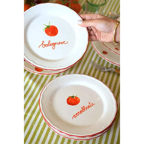 Rakle Pomodoro Stoneware 4'lü Meze Tabağı Seti 21 Cm