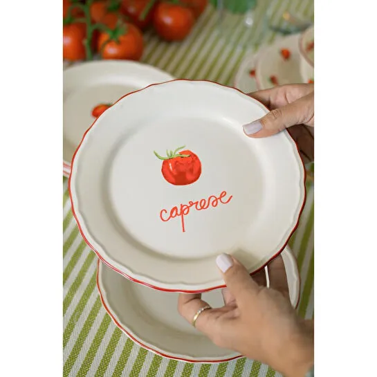 Rakle Pomodoro Stoneware 4'lü Meze Tabağı Seti 21 Cm