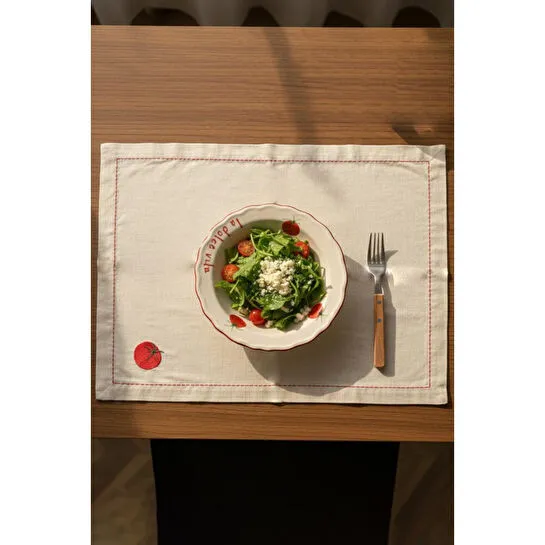 Rakle Pomodoro Keten Nakış İşlemeli 2'li Amerikan Servisi 35x40 Cm