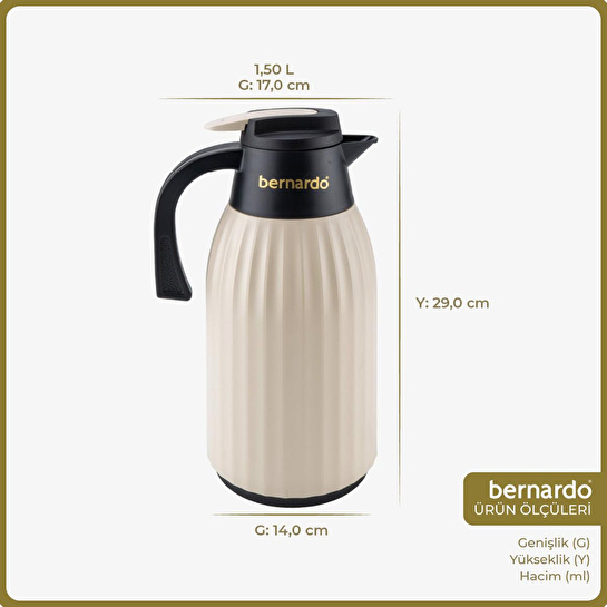 Bernardo Silva Cam Termos Krem 1.5 Litre