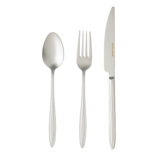 Mudo Home Essen 18 Parça Tatli Çatal Kaşik Biçak Seti̇ Mat Gümüş