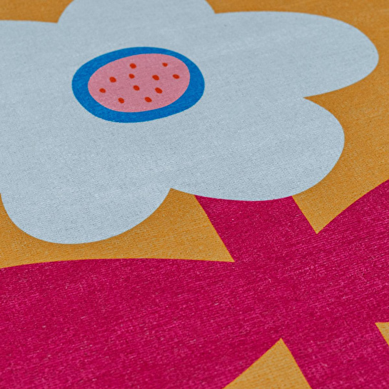 Itsy Bitsy Kids Big Flower Sarı Yıkanabilir Çocuk Halısı 120x160cm