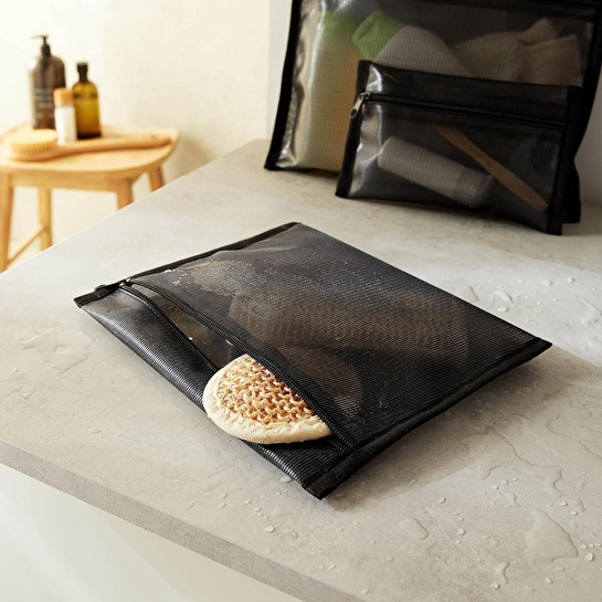 Ocean Home Textile 3'lü Su Geçirmez Pvc Astarlı Siyah Renk File Islak Kuru Çantası 20 X 13 / 24 X 20 / 30 X 24 Cm