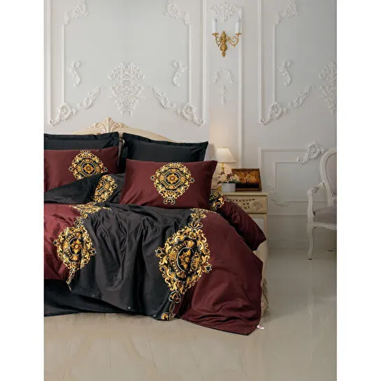 Cotton Box Palace Saten Çift Kişilik Nevresim Takımı Ebren Antrasit