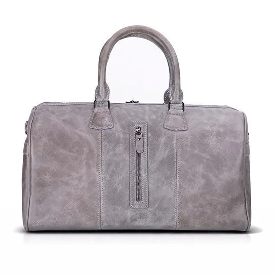 Bloominbag Bloomvoyage Ash Gray Hakiki Deri Duffle Çanta - Kadın Seyahat & Hafta Sonu Çantası