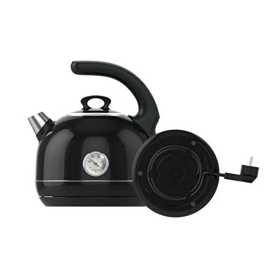 Premier Prk 1215c Retro Tasarımlı Analog Göstergeli Paslanmaz Çelik Hazneli Su Isıtıcısı Cool Touch Kettle Siyah Renk