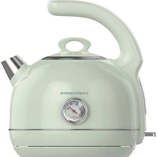 Premier Prk 1215c Retro Tasarımlı Analog Göstergeli Paslanmaz Çelik Hazneli Su Isıtıcısı Cool Touch Kettle Yeşil Renk