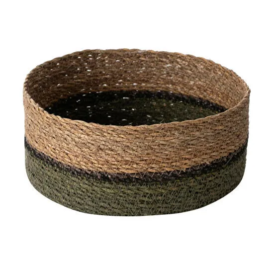 Mudo Home Yeşi̇l Natürel Yuvarlak Düz Sepet L 25 Cm
