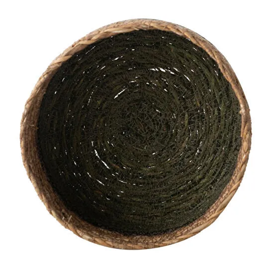 Mudo Home Yeşi̇l Natürel Yuvarlak Düz Sepet S 18 Cm