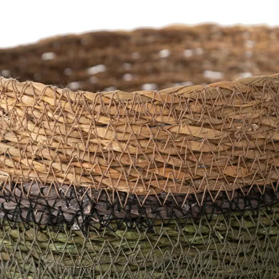 Mudo Home Yeşi̇l Natürel Yuvarlak Düz Sepet S 18 Cm