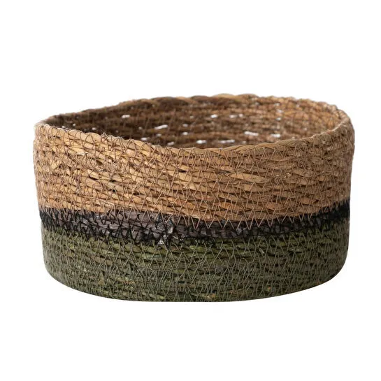 Mudo Home Yeşi̇l Natürel Yuvarlak Düz Sepet S 18 Cm