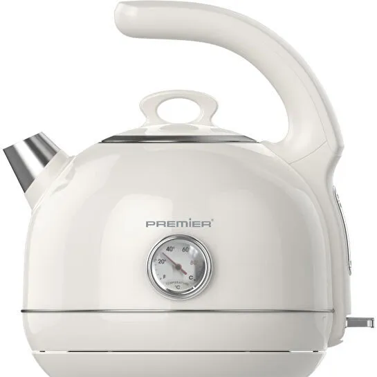 Premier Prk 1215c Retro Tasarımlı Analog Göstergeli Paslanmaz Çelik Hazneli Su Isıtıcısı Cool Touch Kettle Krem Renk