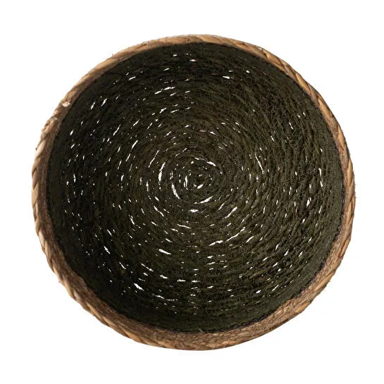 Mudo Home Yeşi̇l Natürel Yuvarlak Düz Sepet M 21 Cm