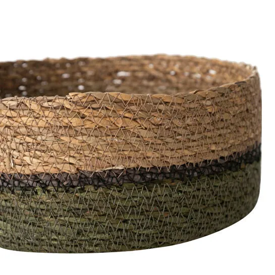 Mudo Home Yeşi̇l Natürel Yuvarlak Düz Sepet M 21 Cm